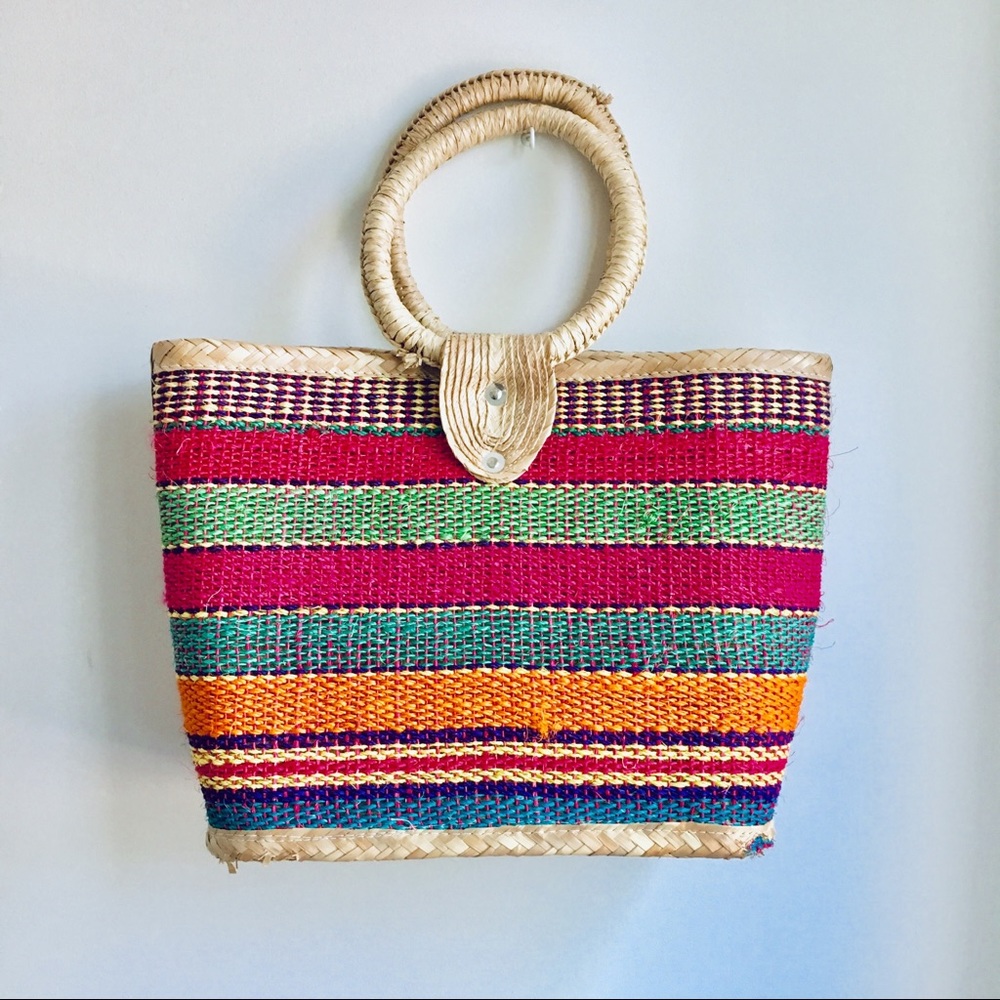 Vintage straw tote bag